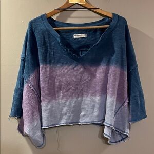 Free People Cropped Distressed V-Neck Top